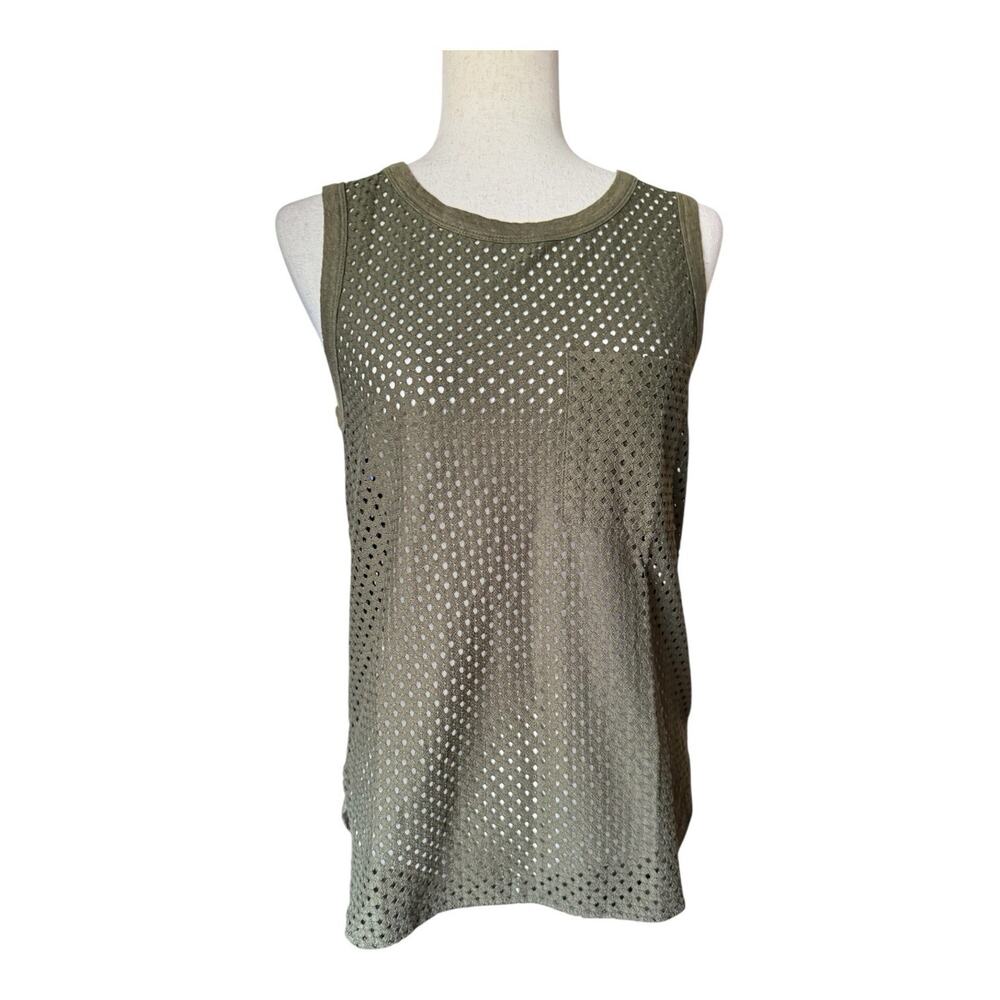 Banana Republic Olive Green Mesh Tank Top Sleeveless Blouse Size S